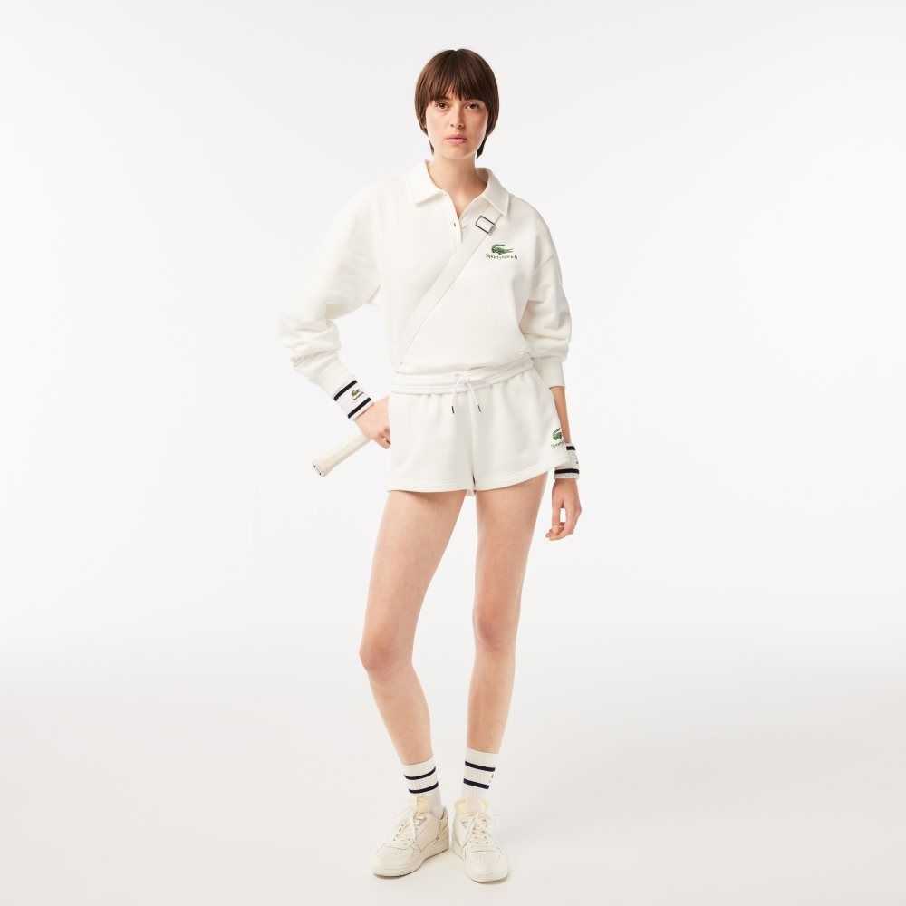 Lacoste x Sporty & Rich Fleece Shorts White | DYU-567243