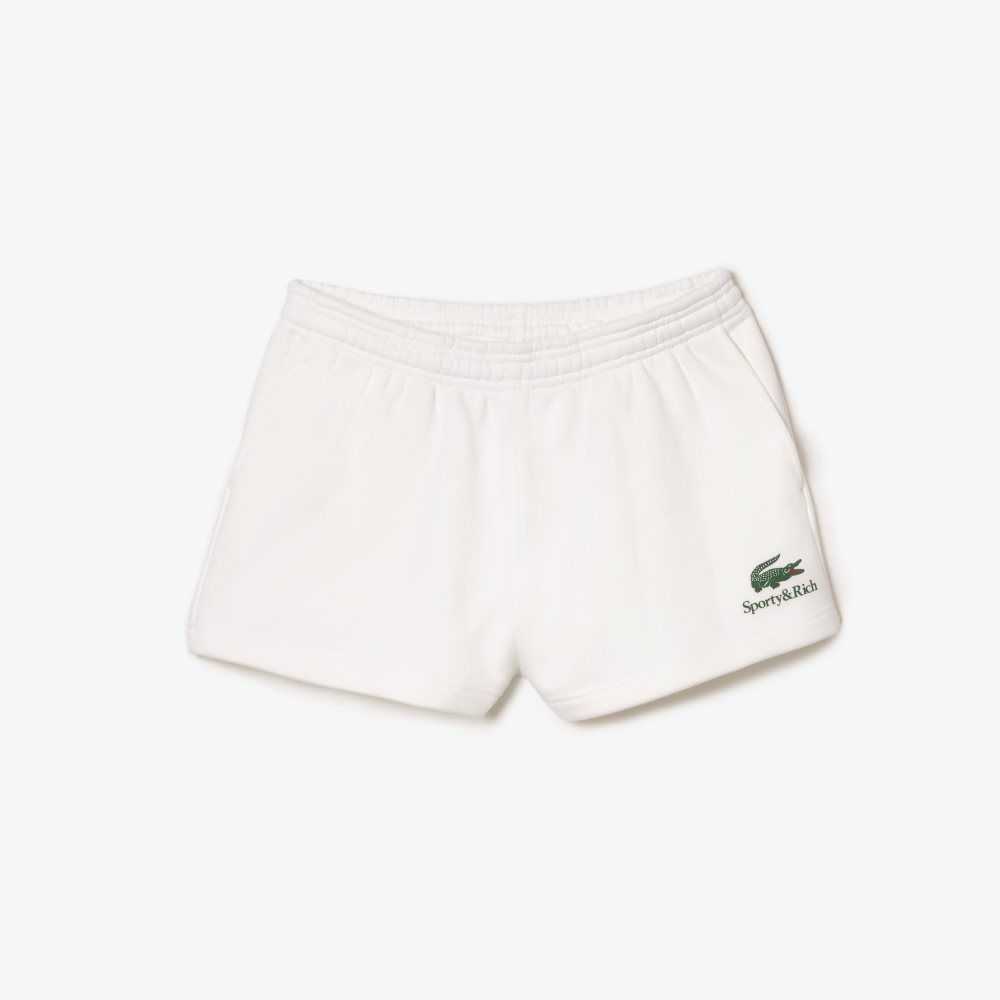 Lacoste x Sporty & Rich Fleece Shorts White | DYU-567243