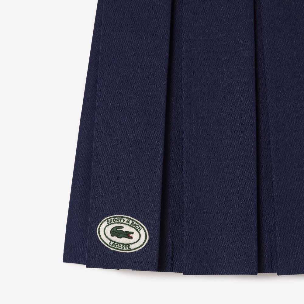 Lacoste x Sporty & Rich Wrap Skirt Navy Blue | NYX-573681