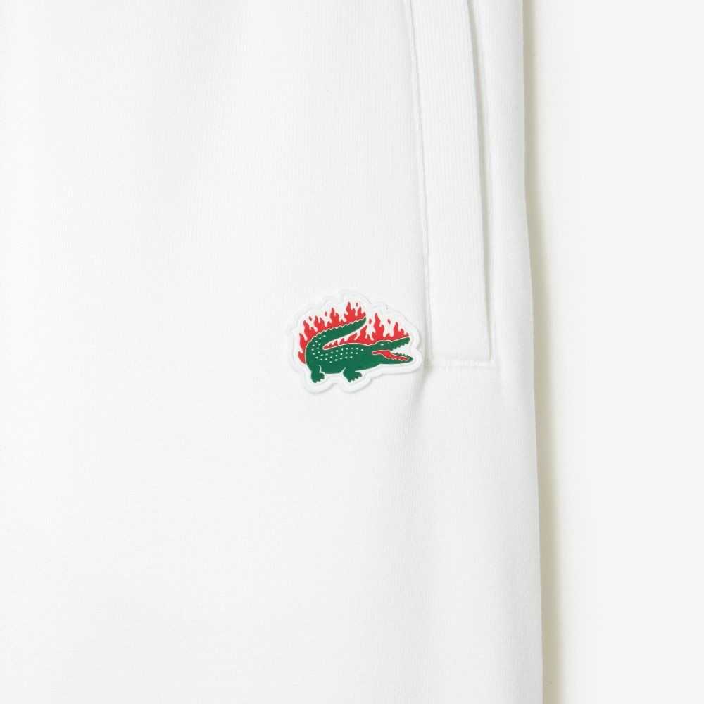 Lacoste x Thrasher Unbrushed Fleece Trackpants White | DMI-249580