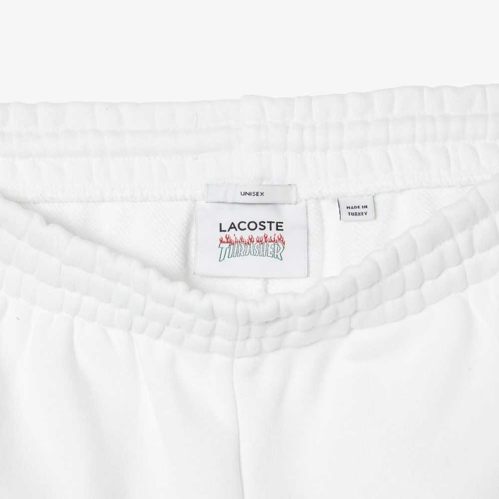 Lacoste x Thrasher Unbrushed Fleece Trackpants White | DMI-249580