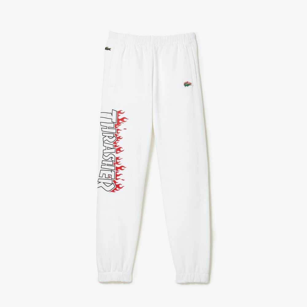 Lacoste x Thrasher Unbrushed Fleece Trackpants White | GBA-263745